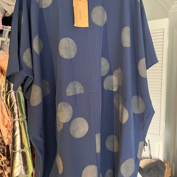 NEW WITH TAGS Sandy polka dot deep blue kaftan S - Picture 4 of 7